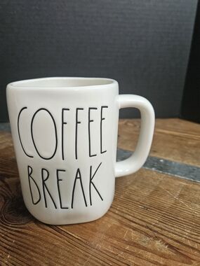 Rae Dunn Classic White 'Coffee Break' Ceramic Mug - Unbranded